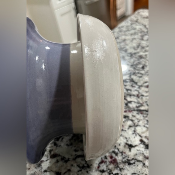 Ceramic Pottery Planter handmade w blue/white glaze & self-draining style - Picture 6 of 10